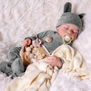 🆕 Jizhi Reborn Baby Dolls Grey Soft Body Vinyl Real Life Accessories Kids Toy